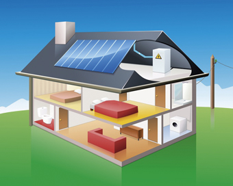 Les panneaux photovoltaïques font partie intégrante de l'enveloppe de la maison et deviennent élément de toiture